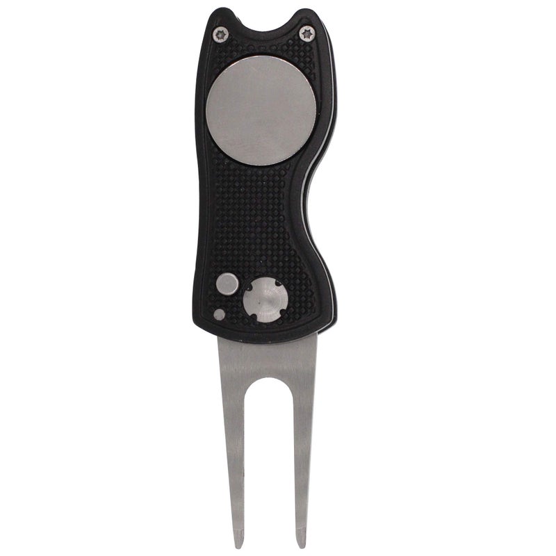 TuLick Divot Repair Tool with Magnetic Divot Tool, Golf Divot Repair Tool Made of Metal, Golf Divot Tool Foldable Design (Black) - Image 1